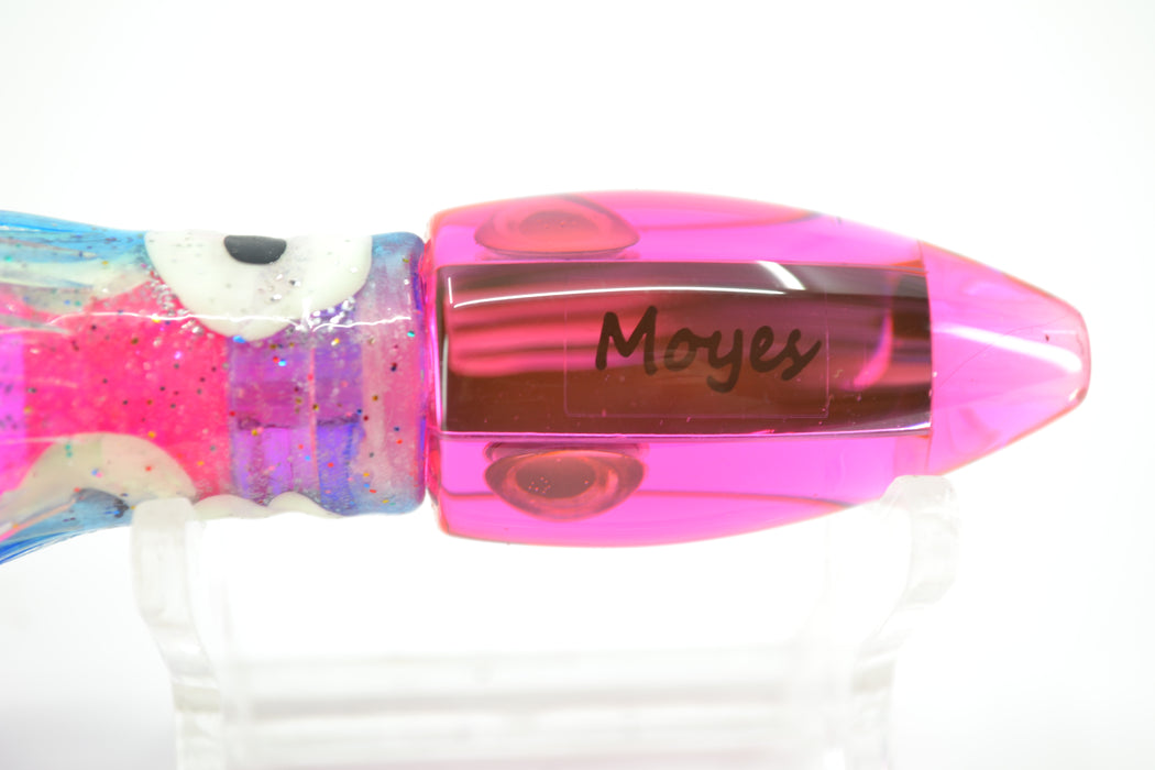Moyes Lures Pink Mirrored Poon 5" 1.3oz Skirted Blue-Clear-Pink