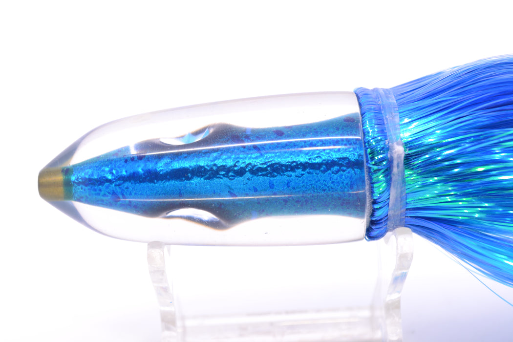Tsutomu Lures Blue Mahi Fish Head Ali'i Bullet 7" 5oz Strobez Royal Blue/Ice Blue
