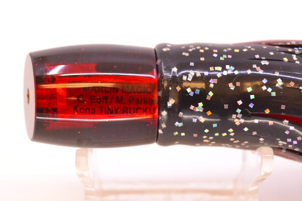 Marlin Magic Red Awabi Black Back Red Eyes Tiny Ruckus 7" 3oz Skirted Black/Red