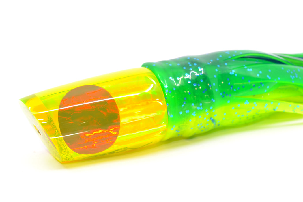 Koya Lures Chartreuse Rainbow Red Eyes 614 9" 7oz Skirted Mahi