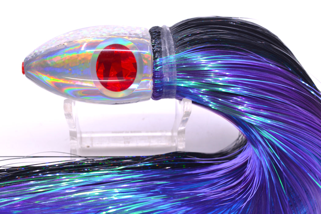 Aloha Lures Silver Rainbow Red-Silver Eyes Uncle Moe 9" 4oz Strobez Black-Purple