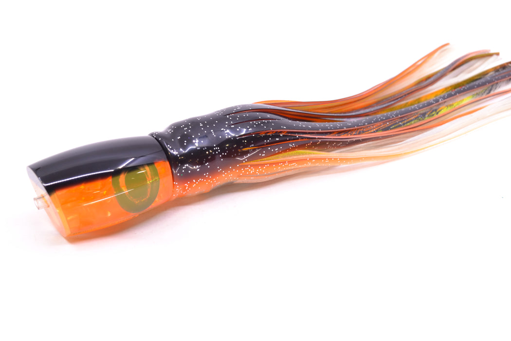 Moyes Lures Orange Awabi Black Back Small Boogeyman 9" 3.5oz Skirted Black-Clear GZE
