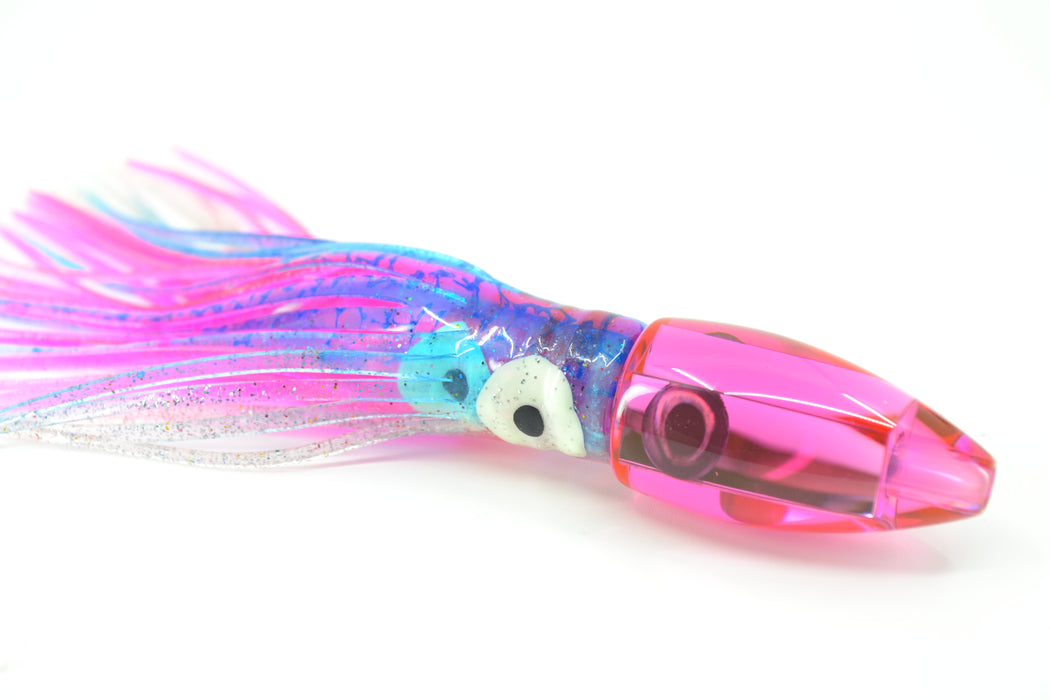 Moyes Lures Pink Mirrored Poon 5" 1.3oz Skirted Blue-Clear-Pink