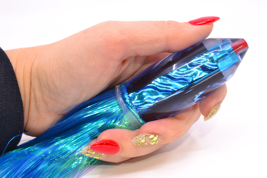 Aloha Lures Blue-Ice Blue Dichro Blue Rainbow Deep Six 9" 6oz Strobez Royal Blue-Ice Blue