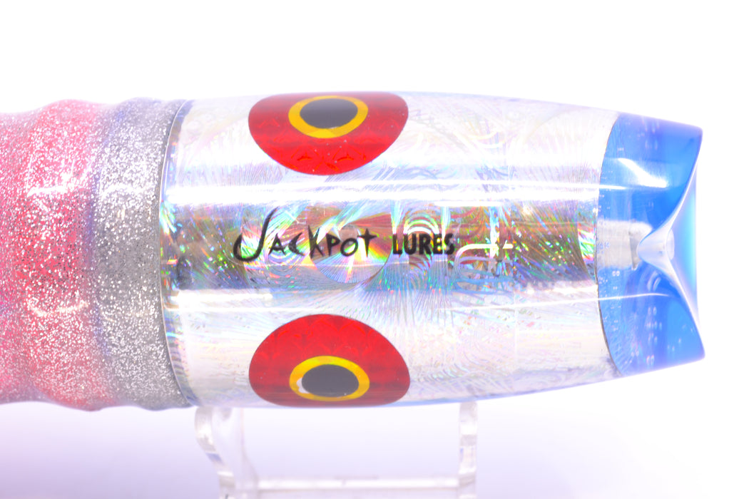 Jackpot Lures Silver Rainbow Swirl Blue Back Cameltoe 14" 10.7oz Skirted Blue-Silver