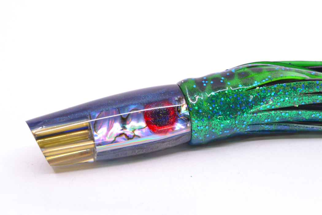Big Reidee Lures Blue Paua Blue Back 4-Hole Cut Face 9" 5.4oz Skirted Black Dots-Blue Dots GZE