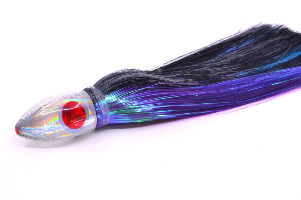 Aloha Lures Silver Rainbow Red-Silver Eyes Uncle Moe 9" 4oz Strobez Black-Purple
