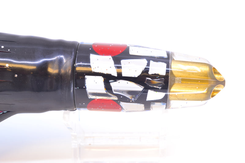 Tanigawa Lures Black-Rainbow Cracked Glass 2-Hole Bullet 9"+ 10.5oz Skirted