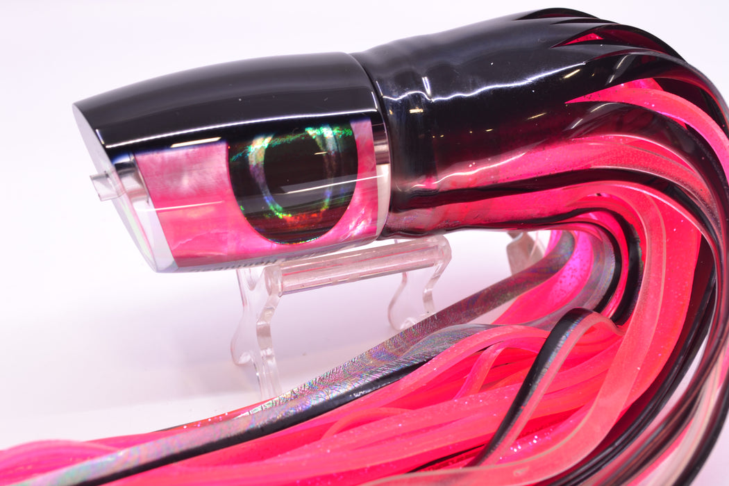 Moyes Lures Pink MOP Black Back Hannibal 14" 9oz Skirted Black Skipjack/Pink