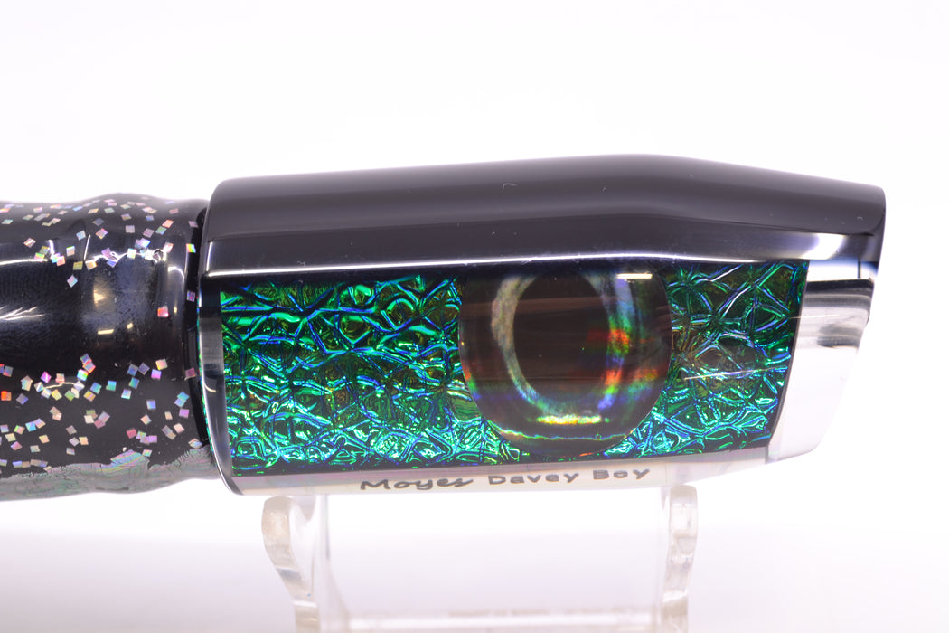 Moyes Lures Blue-Green Oil Slick Black Back Taxi Eyes Davey Boy 12" 8oz Skirted Black
