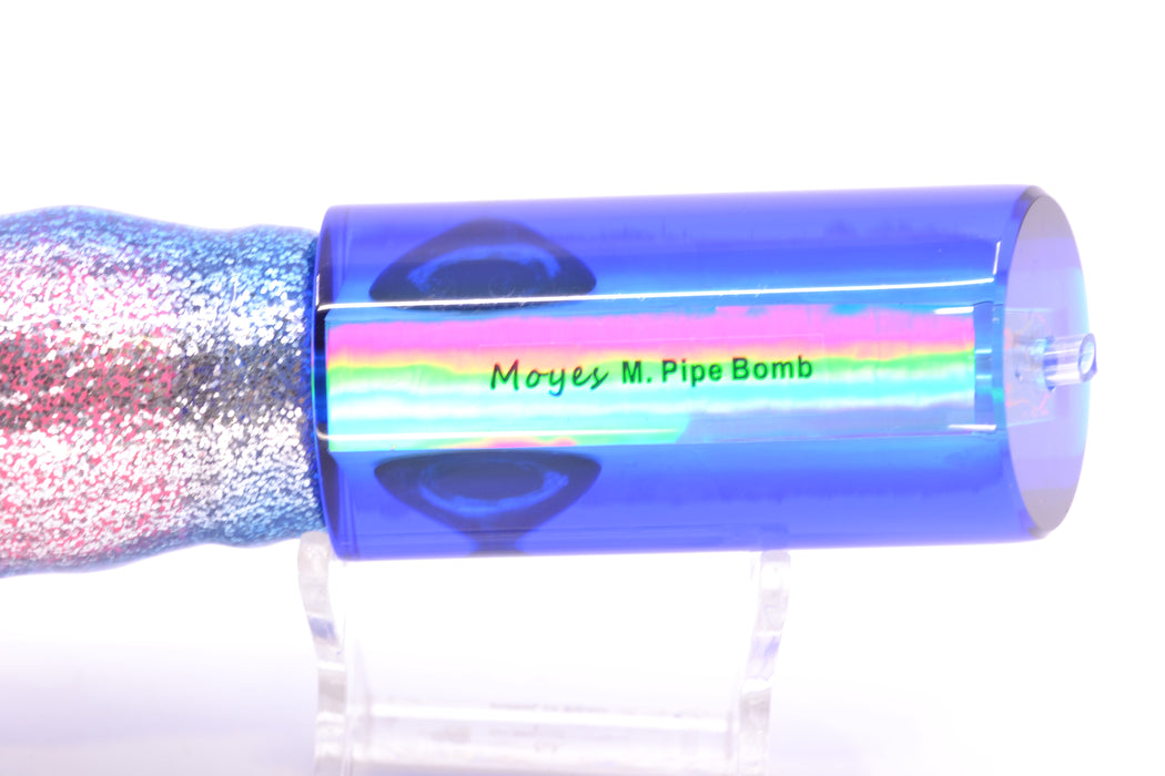 Moyes Lures Ice Blue MOP Blue Back Taxi Eyes Medium Pipe Bomb 12" 7.5oz Skirted GZE