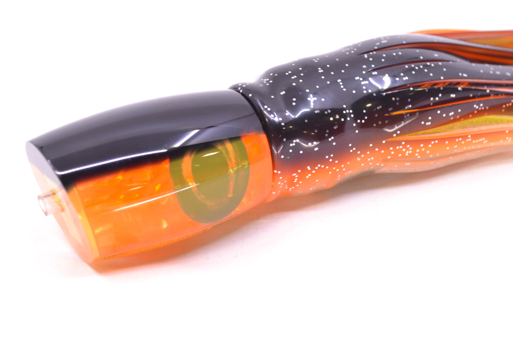 Moyes Lures Orange Awabi Black Back Small Boogeyman 9" 3.5oz Skirted Black-Clear GZE