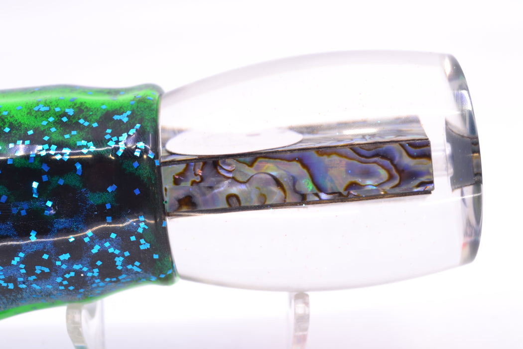 Bonze Lures Paua Shell Hercules 12" 9.6oz Skirted Black Dots-Blue Dots
