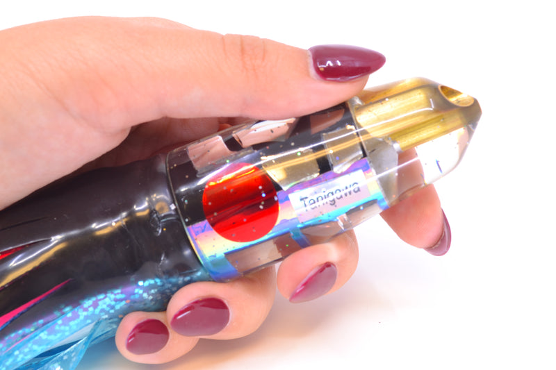 Tanigawa Lures Black-Rainbow Cracked Glass 2-Hole Bullet 9"+ 10.5oz Skirted