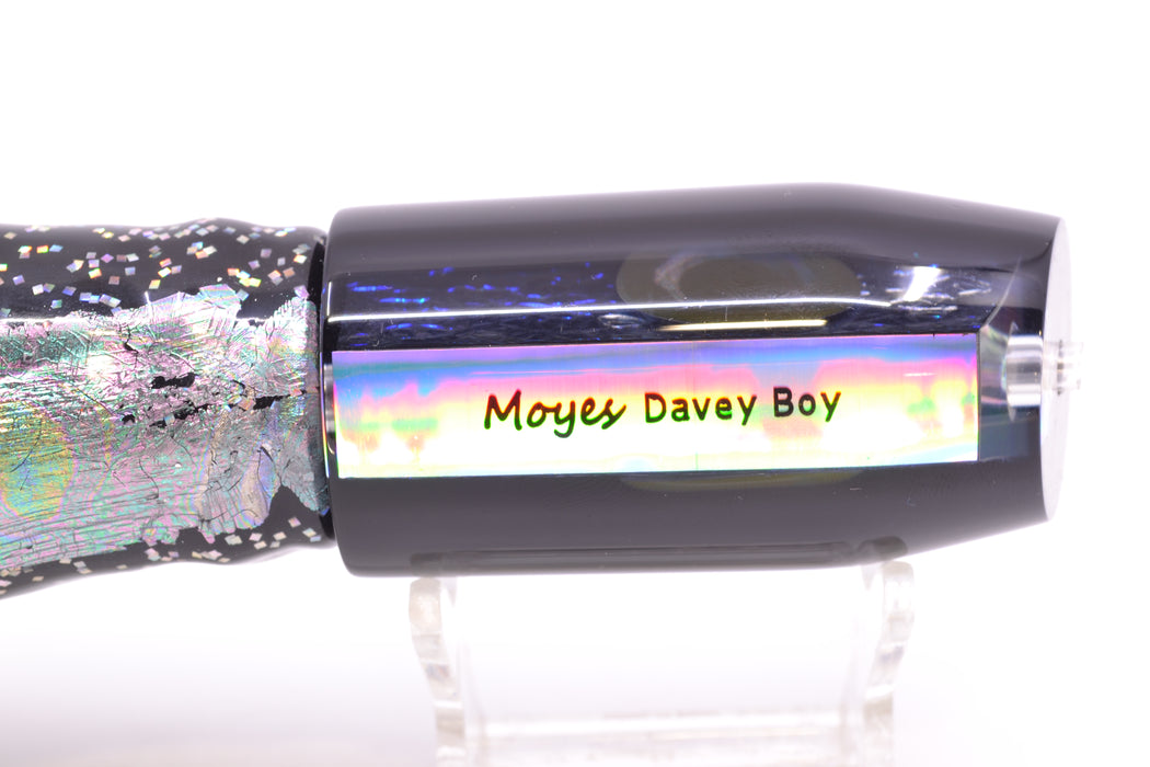 Moyes Lures Blue-Green Oil Slick Black Back Taxi Eyes Davey Boy 12" 8oz Skirted Black