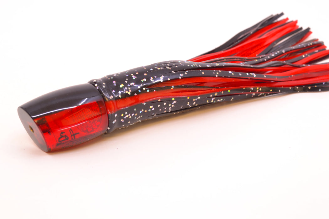 Marlin Magic Red Awabi Black Back Red Eyes Tiny Ruckus 7" 3oz Skirted Black/Red