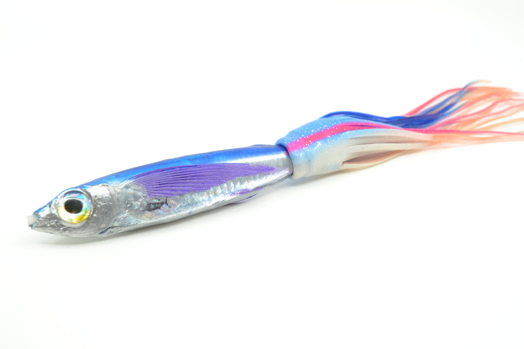 Aloha Lures Silver Rainbow Blue Back Slapstick 5" 5.5oz Skirted Blue-White-Salmon