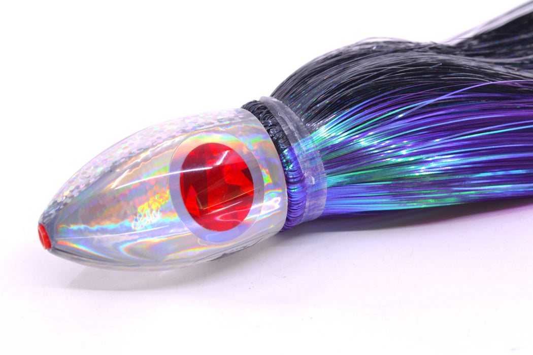 Aloha Lures Silver Rainbow Red-Silver Eyes Uncle Moe 9" 4oz Strobez Black-Purple