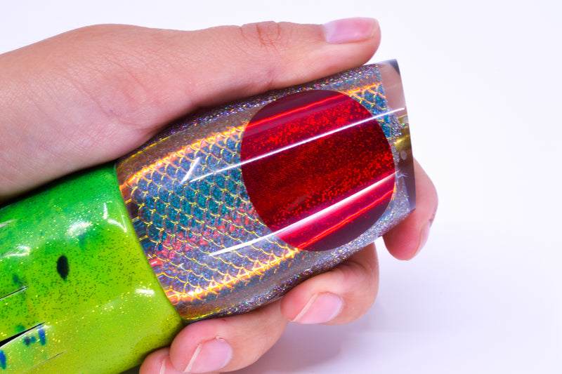 Koya Lures Rainbow Scale Silver Glitter Pearl Red Eyes Medium 861 12" 8oz FT Vinyl Mahi GZE