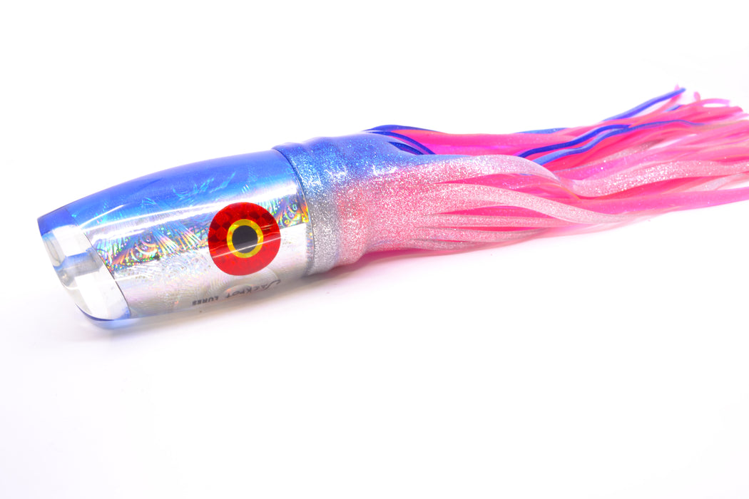 Jackpot Lures Silver Rainbow Swirl Blue Back Cameltoe 14" 10.7oz Skirted Blue-Silver