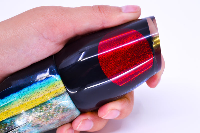 Koya Lures Black Pearl Red Eyes Medium 861 12" 8oz Fire Tailz Vinyl Yellowfin