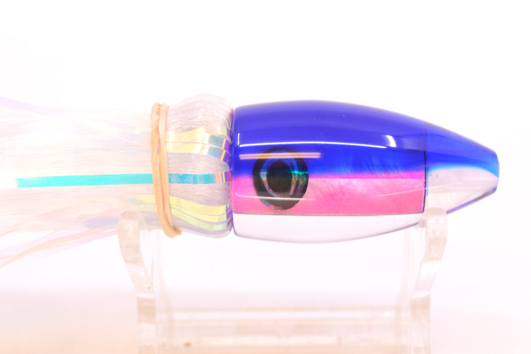 Moyes Lures Pink MOP Blue Back Taxi Eyes Poon 5" 1.3oz Skirted White Hair