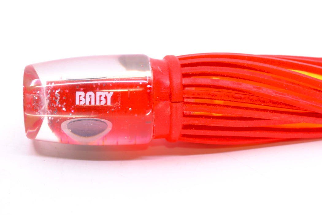 Amaral Lures Red Pearl Black-Silver Eyes Baby Jararaca 5" 1.4oz Red/Yellow
