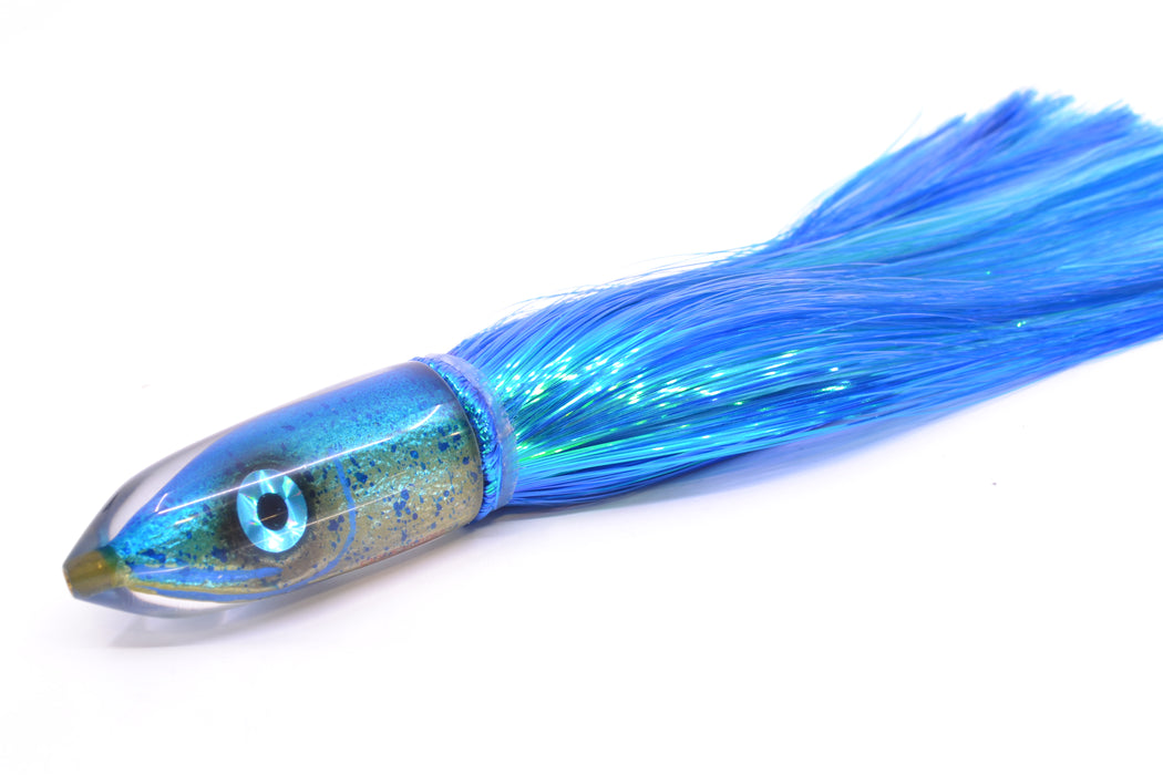 Tsutomu Lures Blue Mahi Fish Head Ali'i Bullet 7" 5oz Strobez Royal Blue/Ice Blue