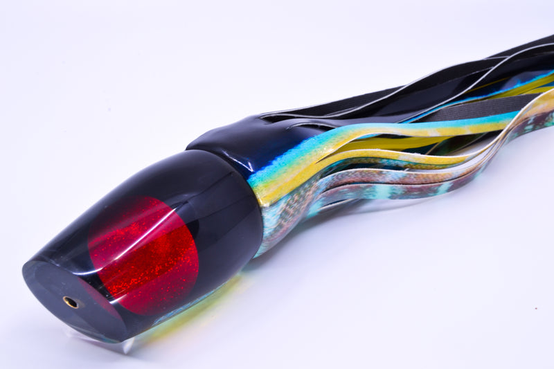 Koya Lures Black Pearl Red Eyes Medium 861 12" 8oz Fire Tailz Vinyl Yellowfin