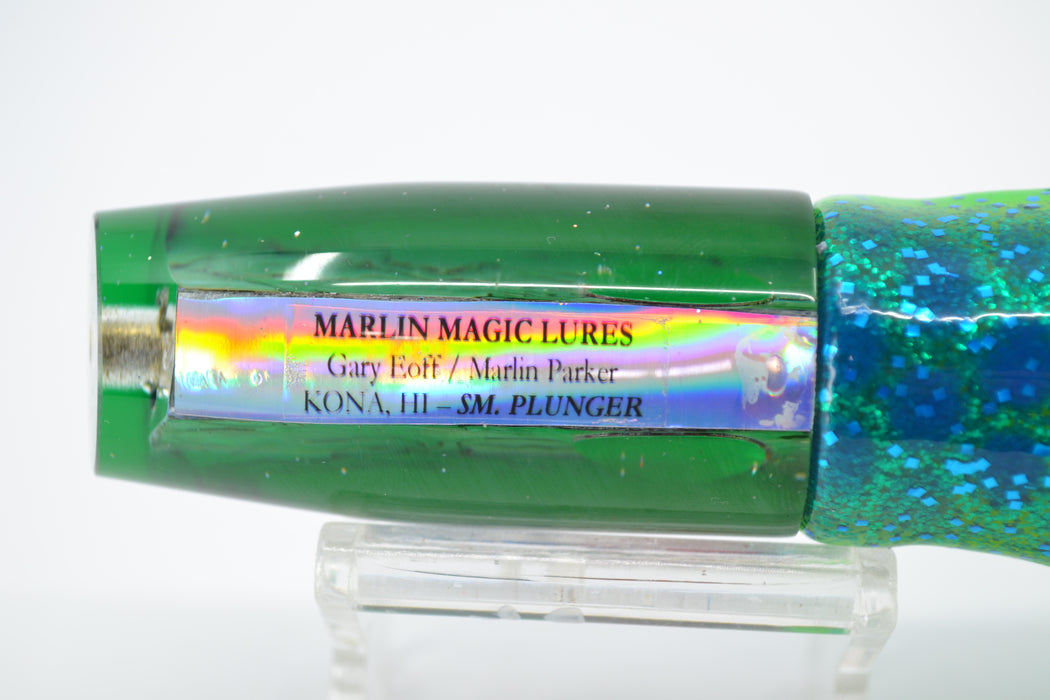 Marlin Magic Abalone Shell Green Back Red Eyes Small Plunger 9" 4.8oz Skirted
