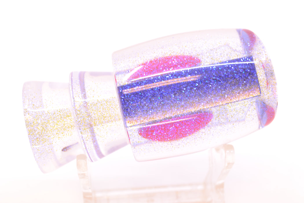 Moyes Lures Clear Mirrored Blue Glitter Back Red Eyes Medium J-Boy 12" 4oz