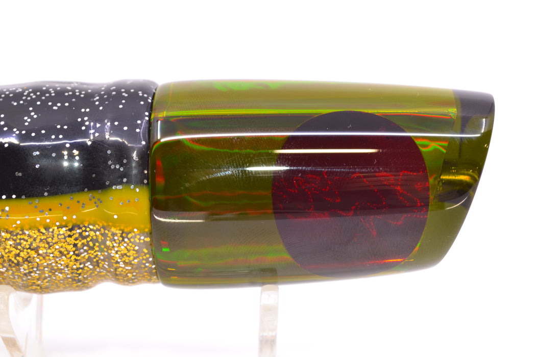 Koya Lures Smoke Rainbow Red Eyes 614 9" 7oz Skirted Black-Yellow-Gold GZE