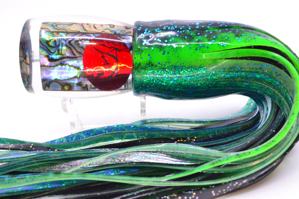 Bonze Lures Paua Shell Hercules 12" 9.6oz Skirted Black Dots-Blue Dots