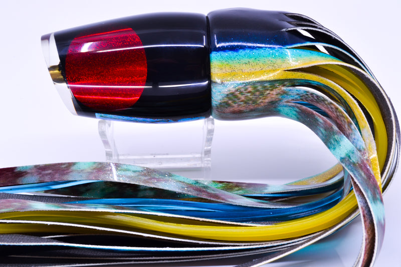 Koya Lures Black Pearl Red Eyes Medium 861 12" 8oz Fire Tailz Vinyl Yellowfin