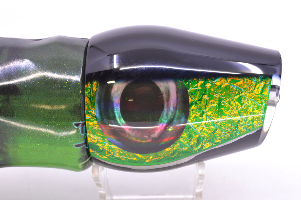 Moyes Lures Green Dichro Black Back XL Sumo 16" 16.4oz FT Vinyl Green Tiger