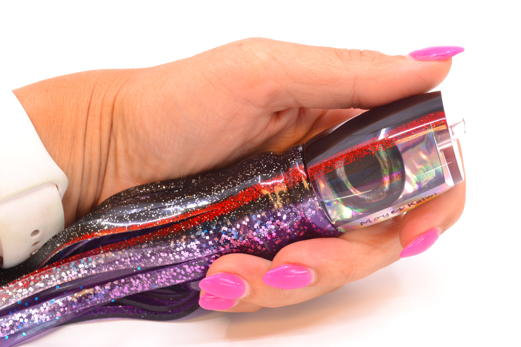 Moyes Lures Rainbow MOP Black-Red Back Taxi Eyes Kaiwi 10" 4.5oz Skirted