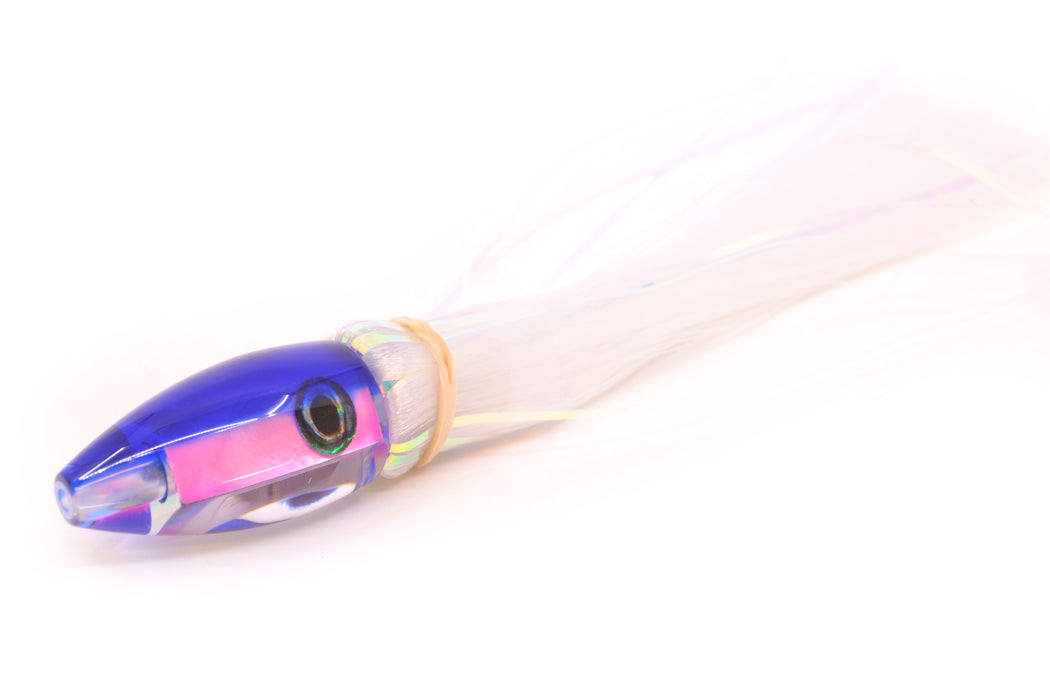 Moyes Lures Pink MOP Blue Back Taxi Eyes Poon 5" 1.3oz Skirted White Hair