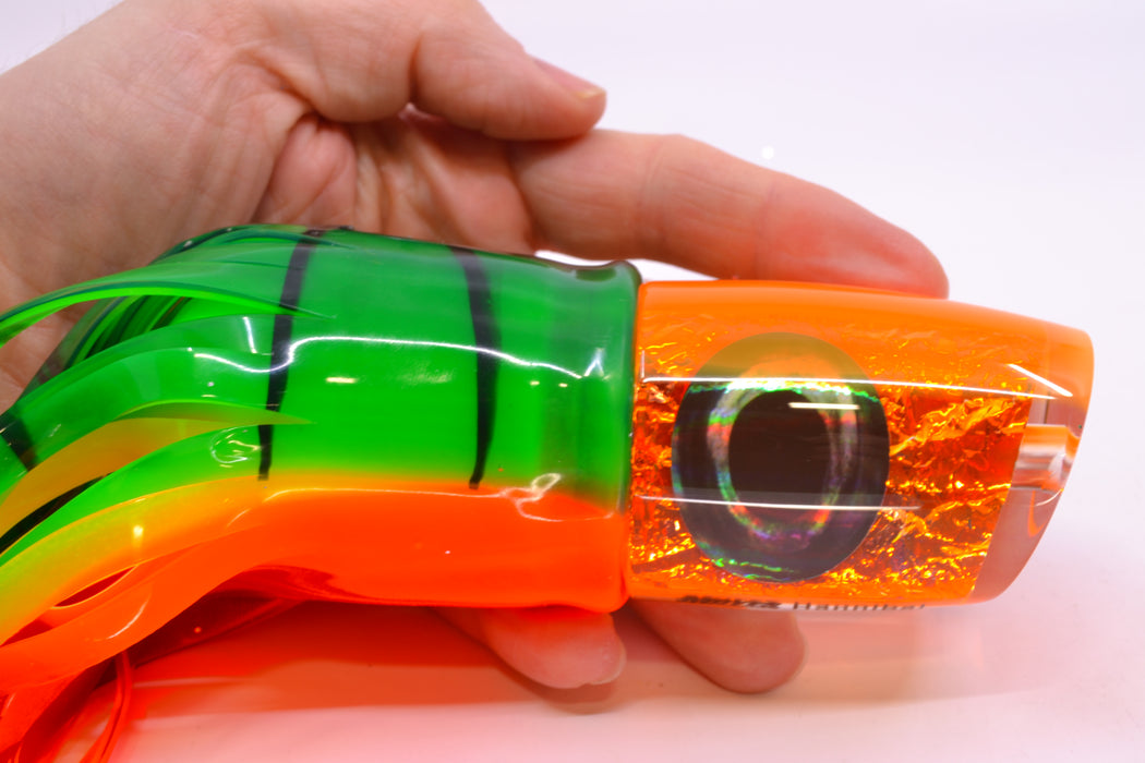 Moyes Lures Orange Dichro Orange Back Hannibal 14" 9oz Skirted Guacamaya