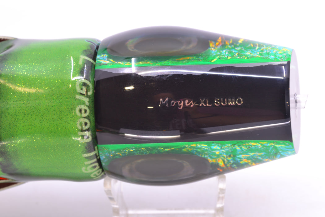 Moyes Lures Green Dichro Black Back XL Sumo 16" 16.4oz FT Vinyl Green Tiger