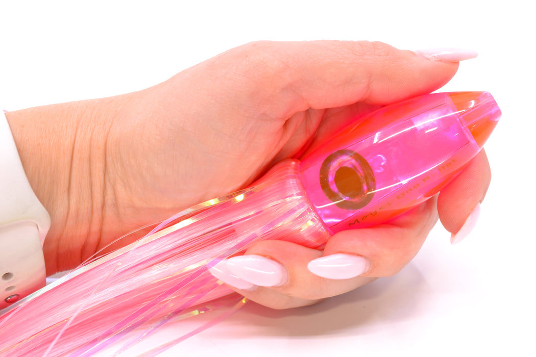 Moyes Lures Pink MOP Small Ono Bullet 7" 3.8oz Skirted Mixed Pink-White Hair