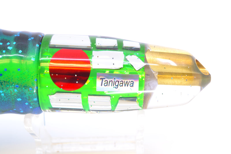 Tanigawa Lures Green Rainbow Flake Cracked Glass 2-Hole Bullet 9"+ 10.5oz Skirted
