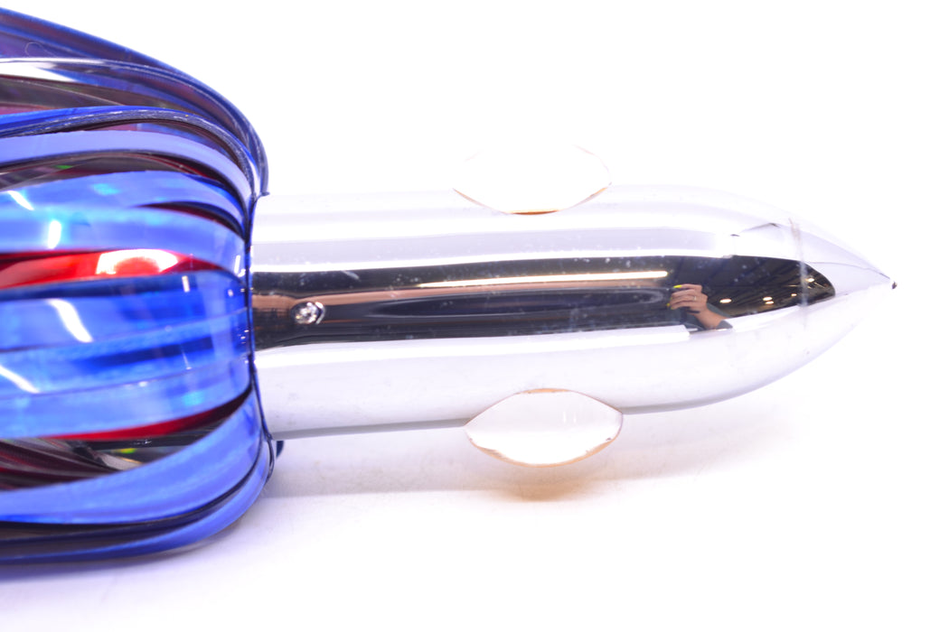 Iland Lures Blue-Red Mylar Hair Chrome Head "Hawaiian Eye" Ilander 8.5" 2.5oz IL400M-BL/RD