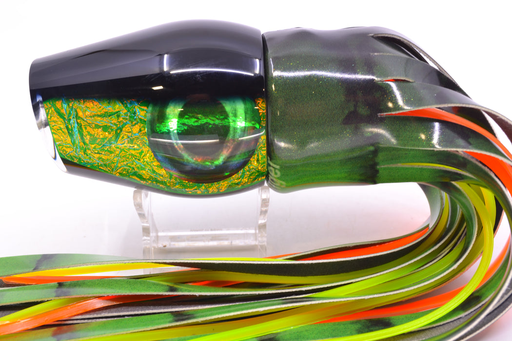 Moyes Lures Green Dichro Black Back XL Sumo 16" 16.4oz FT Vinyl Green Tiger