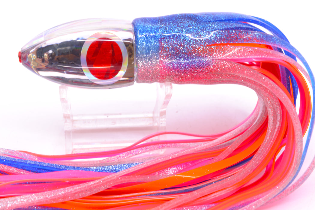 Aloha Lures Chrome Pearl Red-Silver Eyes Uncle Moe 9" 5oz Skirted Blue-Silver/Orange-Pink