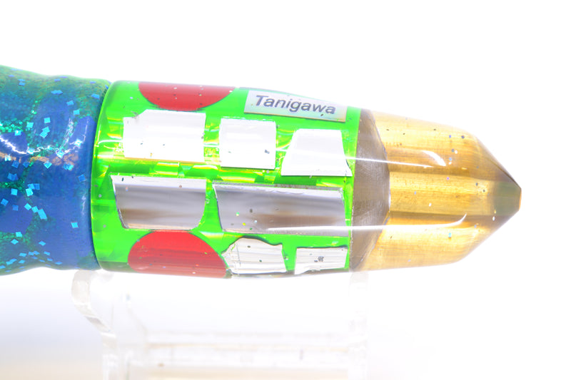 Tanigawa Lures Green Rainbow Flake Cracked Glass 2-Hole Bullet 9"+ 10.5oz Skirted