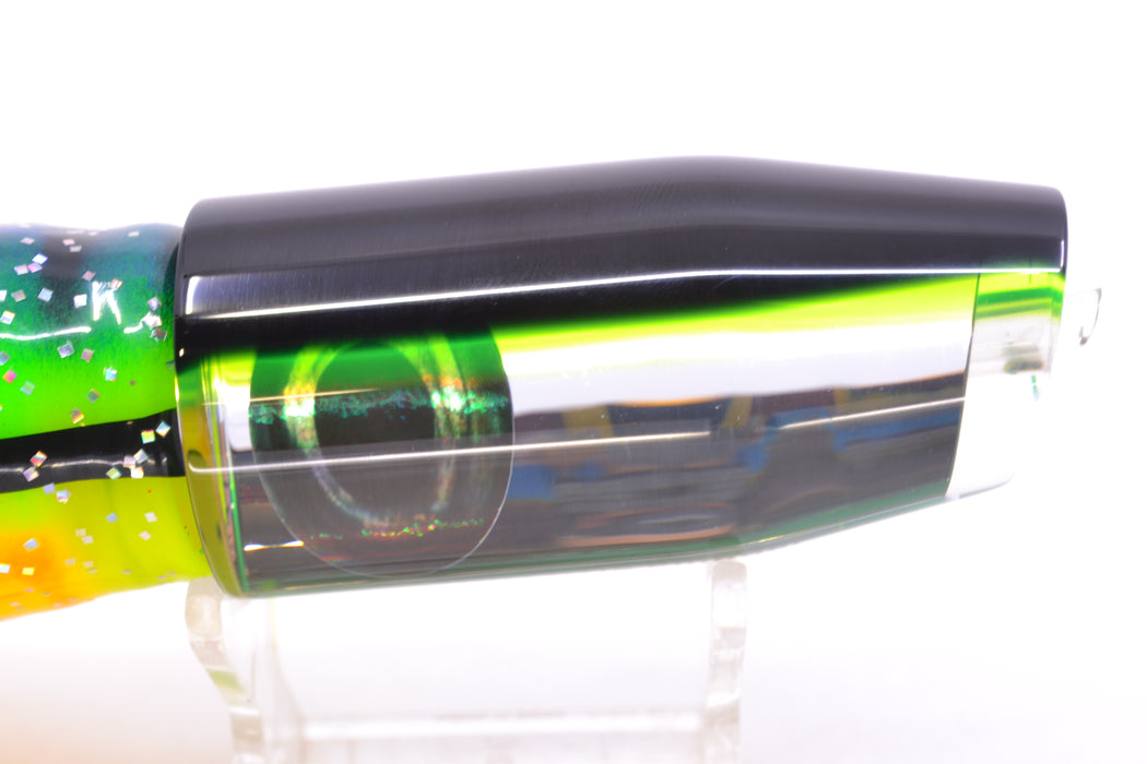 Moyes Lures Clear Mirrored Black-Green Back Taxi Eyes O.S. Plunger 12" 7oz Skirted GZE
