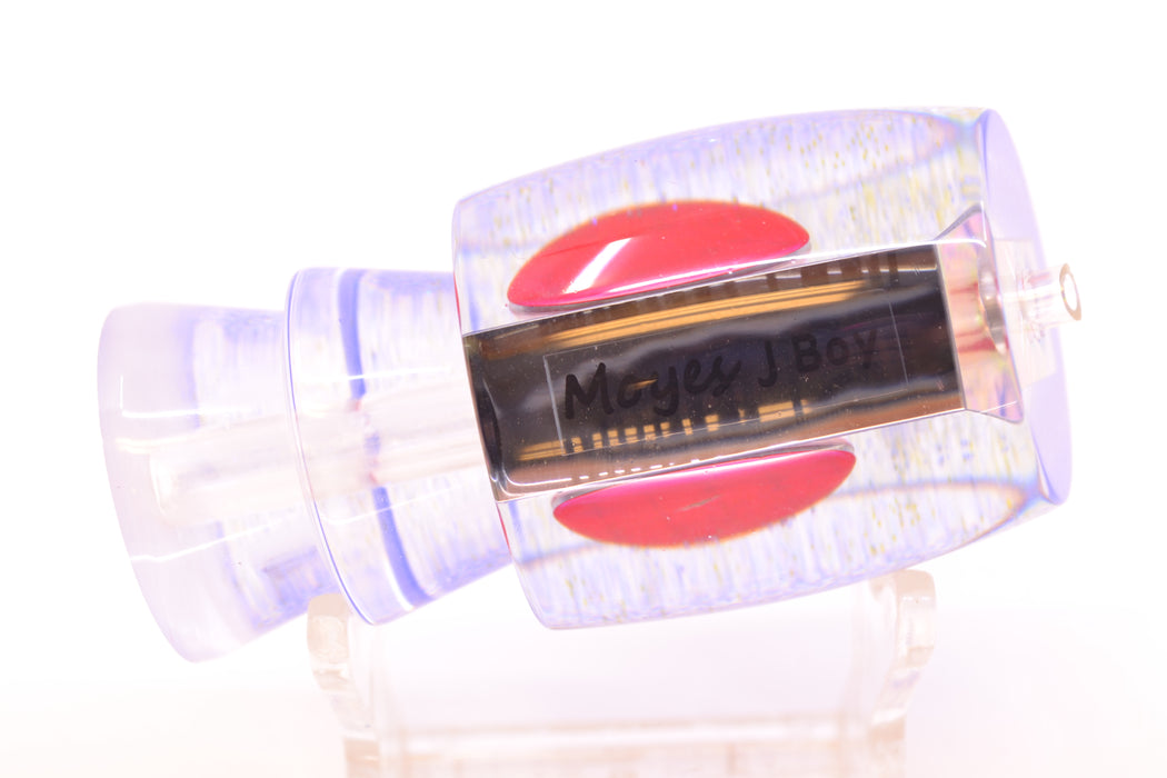 Moyes Lures Clear Mirrored Blue Glitter Back Red Eyes Medium J-Boy 12" 4oz