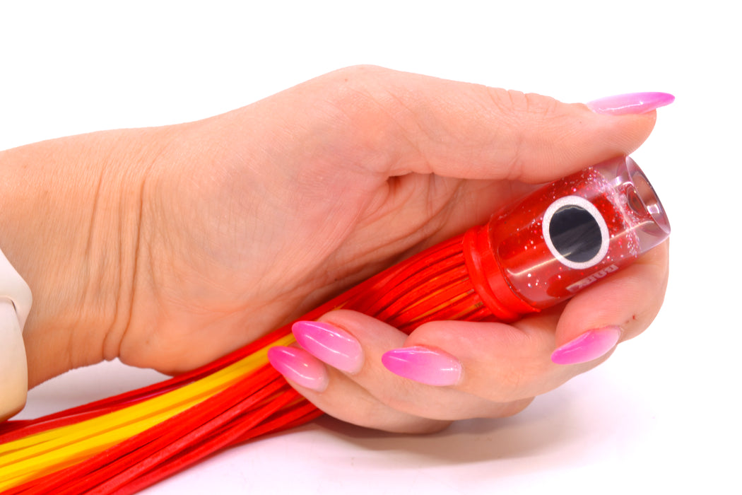 Amaral Lures Red Pearl Black-Silver Eyes Baby Jararaca 5" 1.4oz Red/Yellow