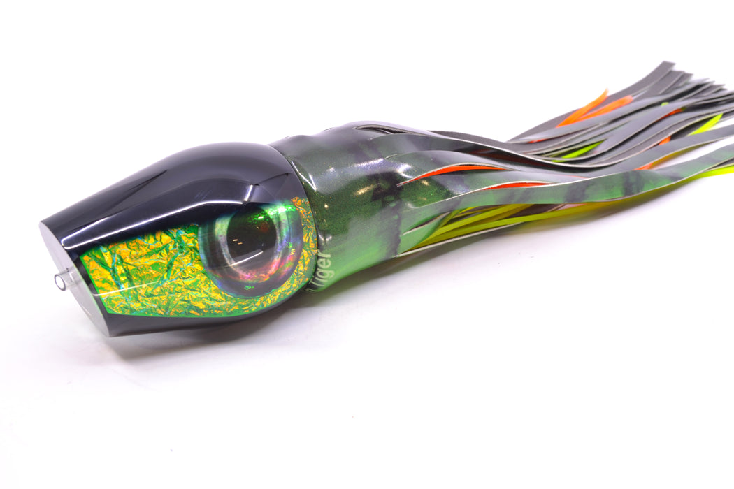 Moyes Lures Green Dichro Black Back XL Sumo 16" 16.4oz FT Vinyl Green Tiger