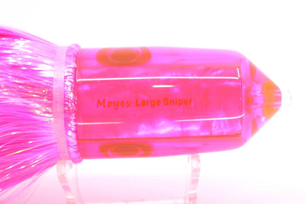 Moyes Lures Pink MOP 2-Hole Large Sniper Jet 12" 12oz Strobez Pink/Orange